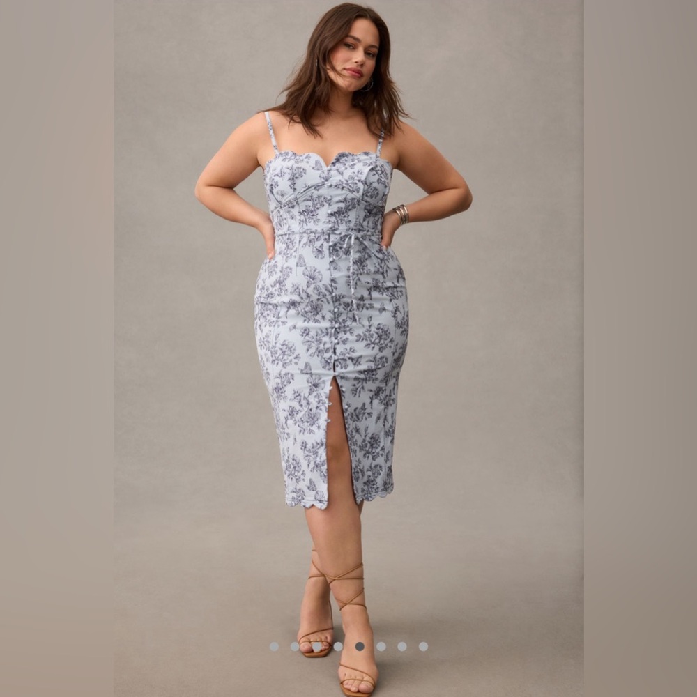 By Anthropologie Slim Scalloped Front-Slit Corset Dress Size 24 W